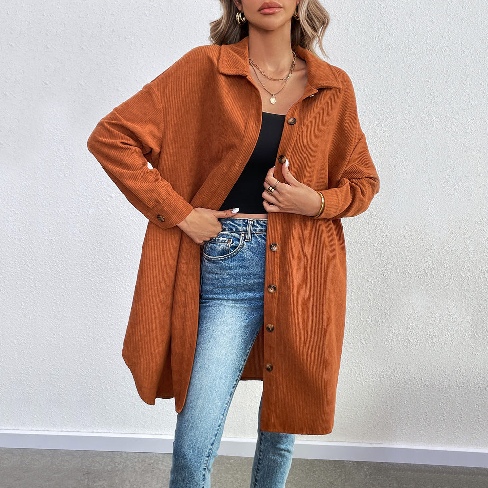 Casual Shirt Autumn Winter Loose Long Sleeve Breasted Corduroy Jacket