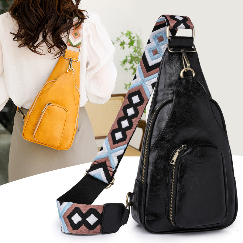 Soft Leather Chest Bag Retro Women Bag Crossbody Bag