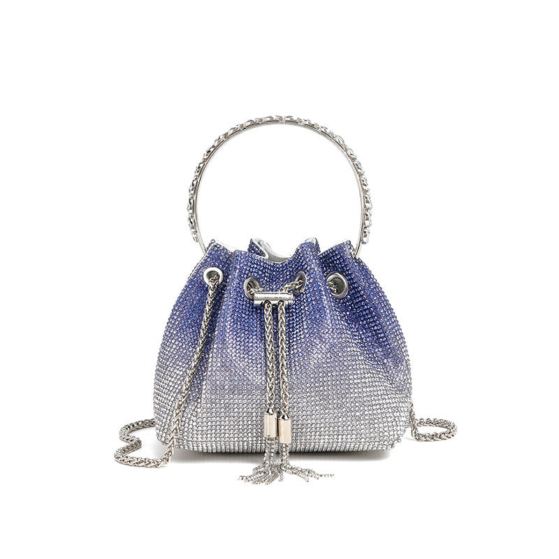 Rhinestone Premium Dinner Handbag Acrylic Women Bag Diamond Chain Bag Shoulder Bag One Size Gradient blue