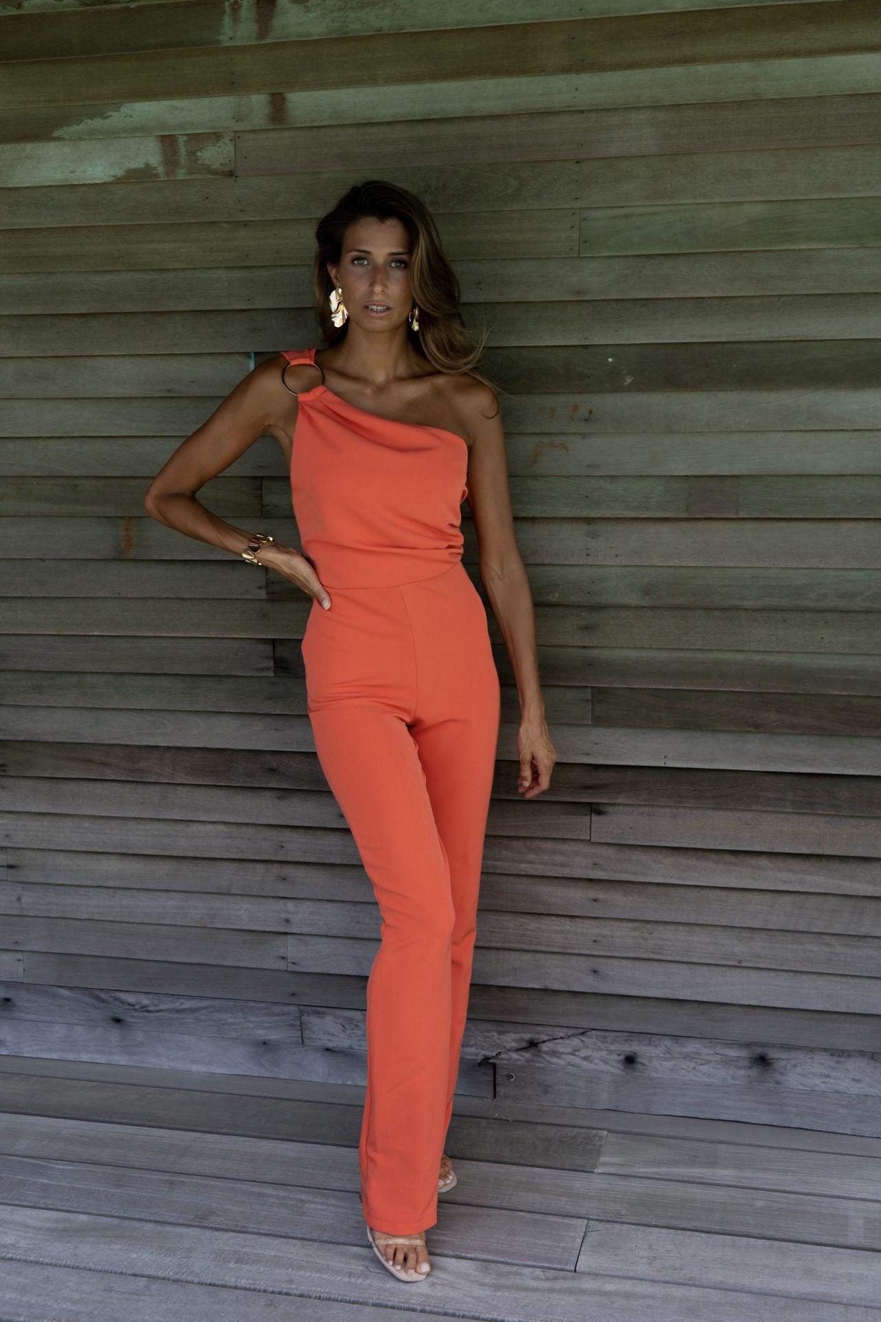 Summer Sexy Women Wear Solid Color Nightclub Casual Jumpsuit Orange