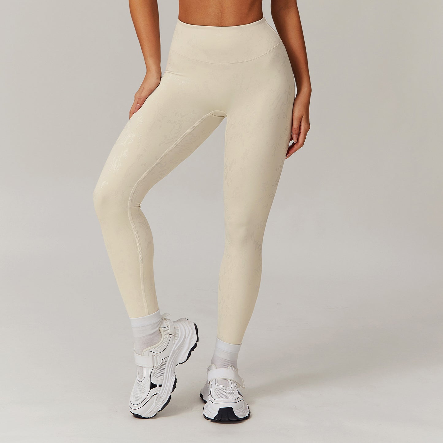 High Waist Hip Lift Casual Yoga Pants Women Running Quick Drying Fitness Trousers Outer Wear Slimming Sports Trousers Light Apricot