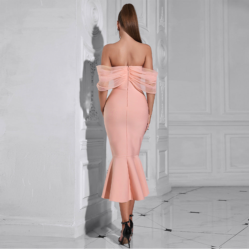 Women Clothing Solid Color Backless Sleeveless Slim Fishtail Maxi Dress