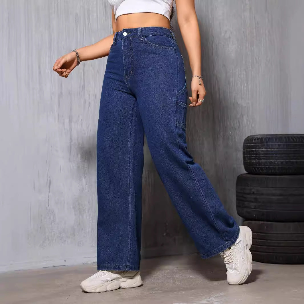 High Waist Retro Straight Jeans Women Summer Slimming Loose Drooping