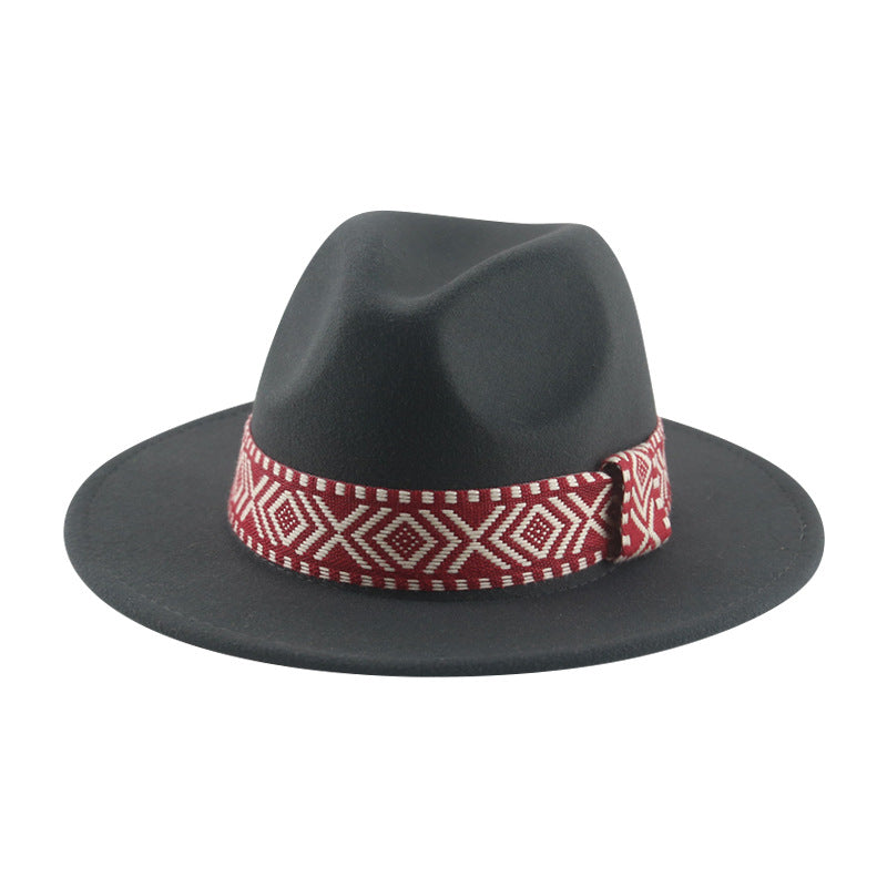 [Minimum order quantity is 2 pieces]Felt Cap Hat Top Hat Webbing Hat Autumn Winter Men Women Cowboy Hat M（56-58cm） Dark Grey