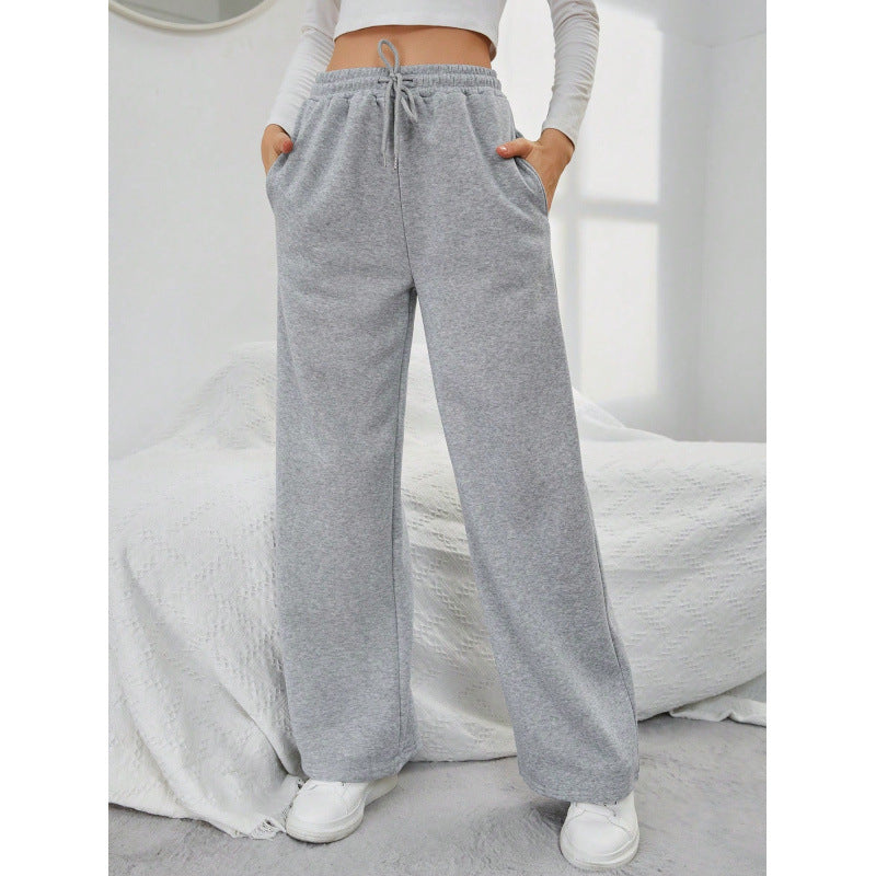 Women Clothing Casual Sweatpants Straight Wide Leg Pants Trousers Clothing Gray