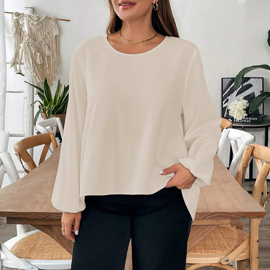 Plus Size Women Simple Comfortable T shirt Autumn Winter Loose Slimming Bow Inner Wear Blouse