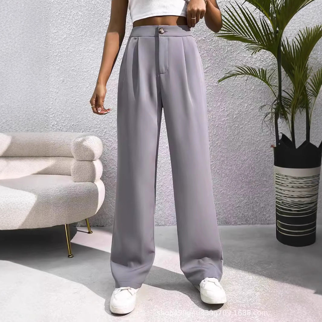 Autumn Winter tailored trousers Women High Waist Drooping Loose Straight Slimming Casual Mop Pants