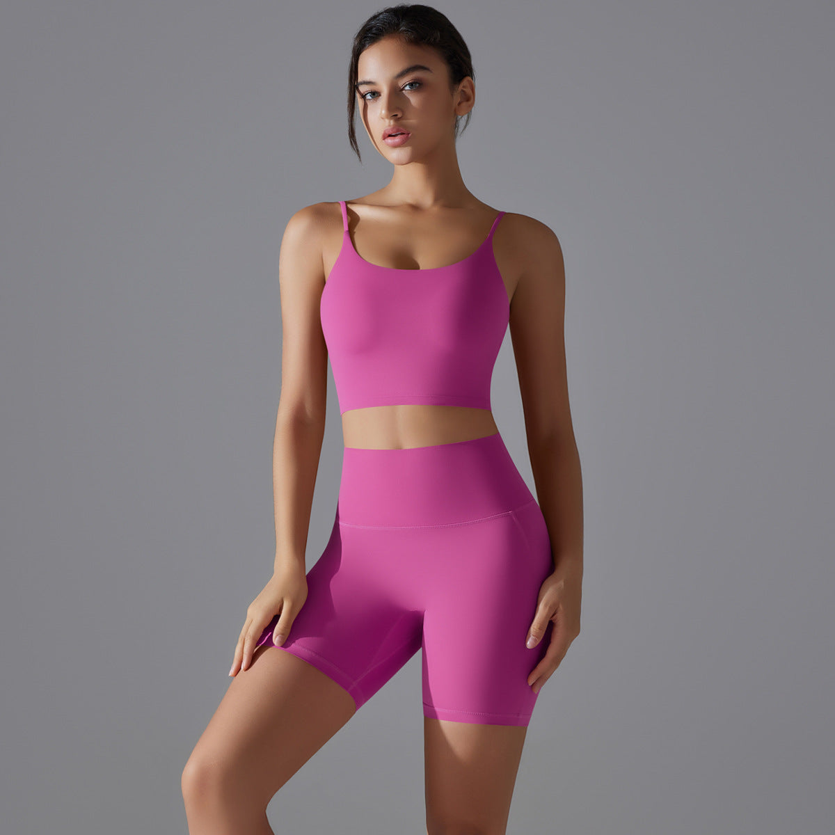 Sling Beautiful Back High Waist Hip Lift Wear Free Underwear No Embarrassment Line Sports Shorts Running Fitness Yoga Two Piece Pant Sets Pink