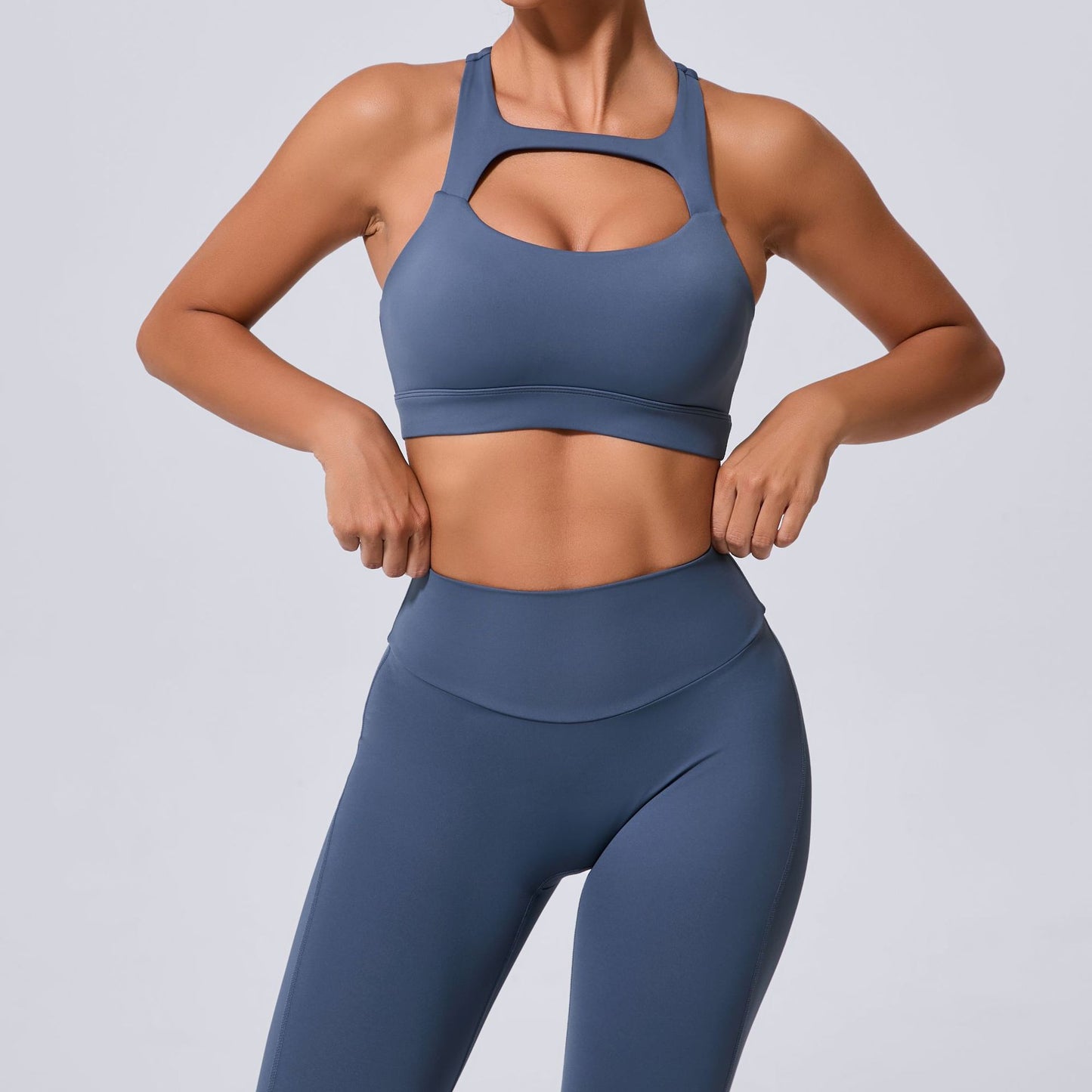 Hollow Out Cutout Beauty Back Tight Yoga Vest Sports Underwear Shockproof Top Pilates Running Outdoors Workout Clothes Code Blue