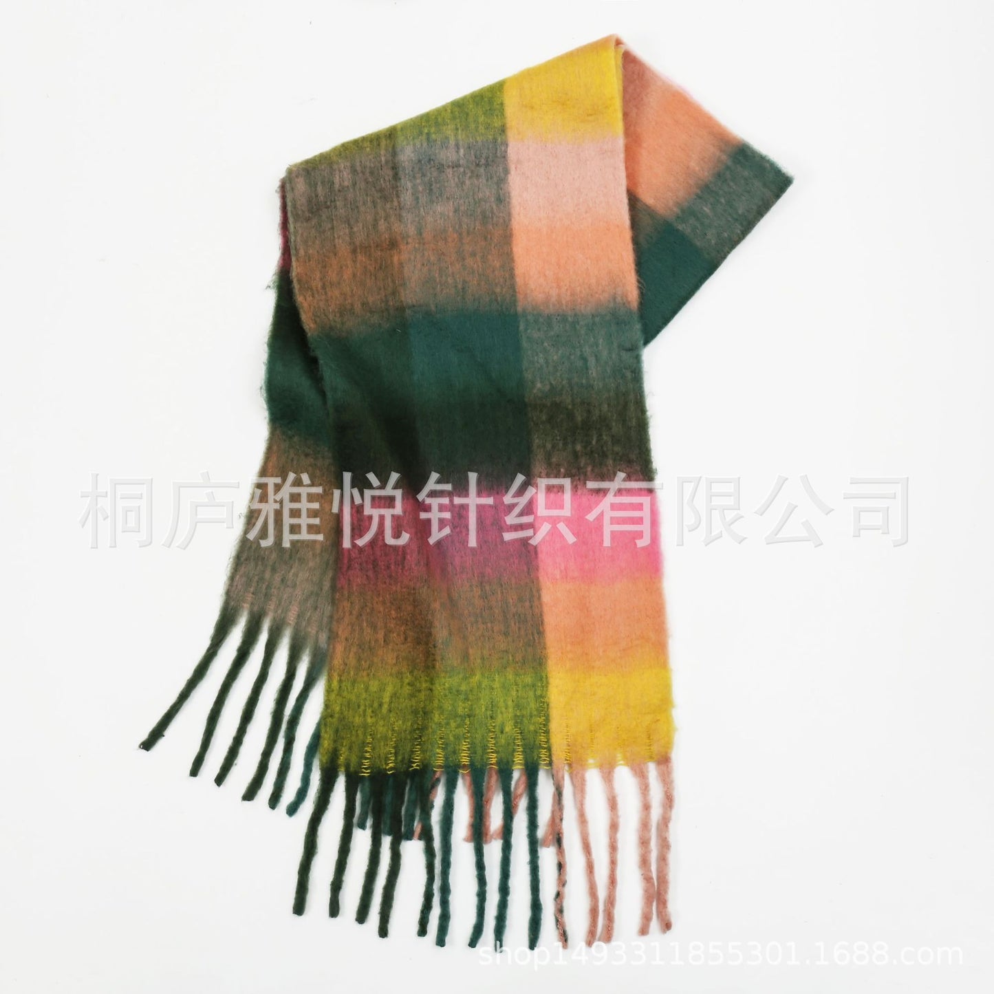 High Grade Color Plaid Scarf Women Winter Warm Scarf Mohair Thickened Scarf Shawl One Size Multi22