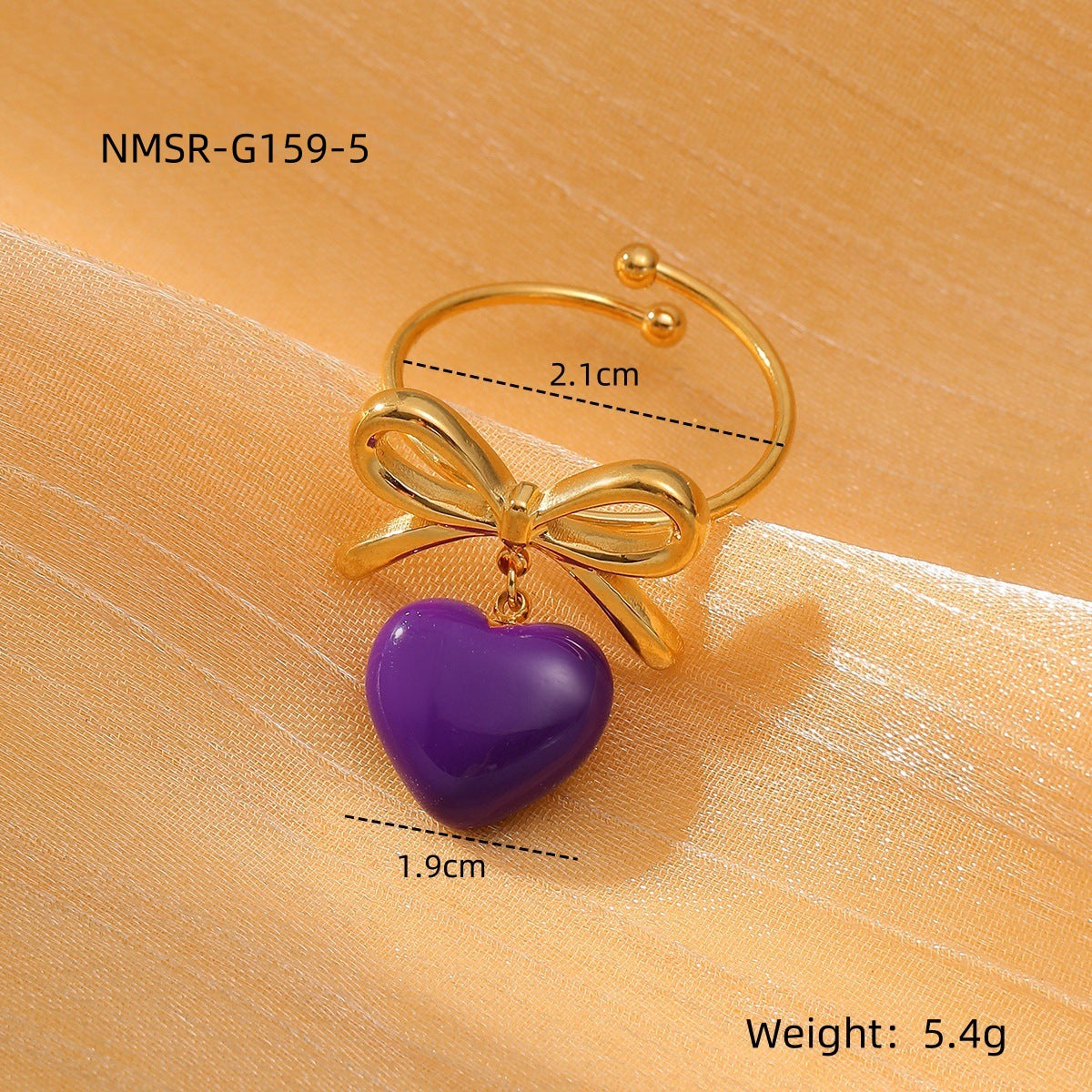 Love Titanium Steel Ring Women Affordable Luxury All Match Stainless Steel Ring One Size NMSR-G159-5 Purple