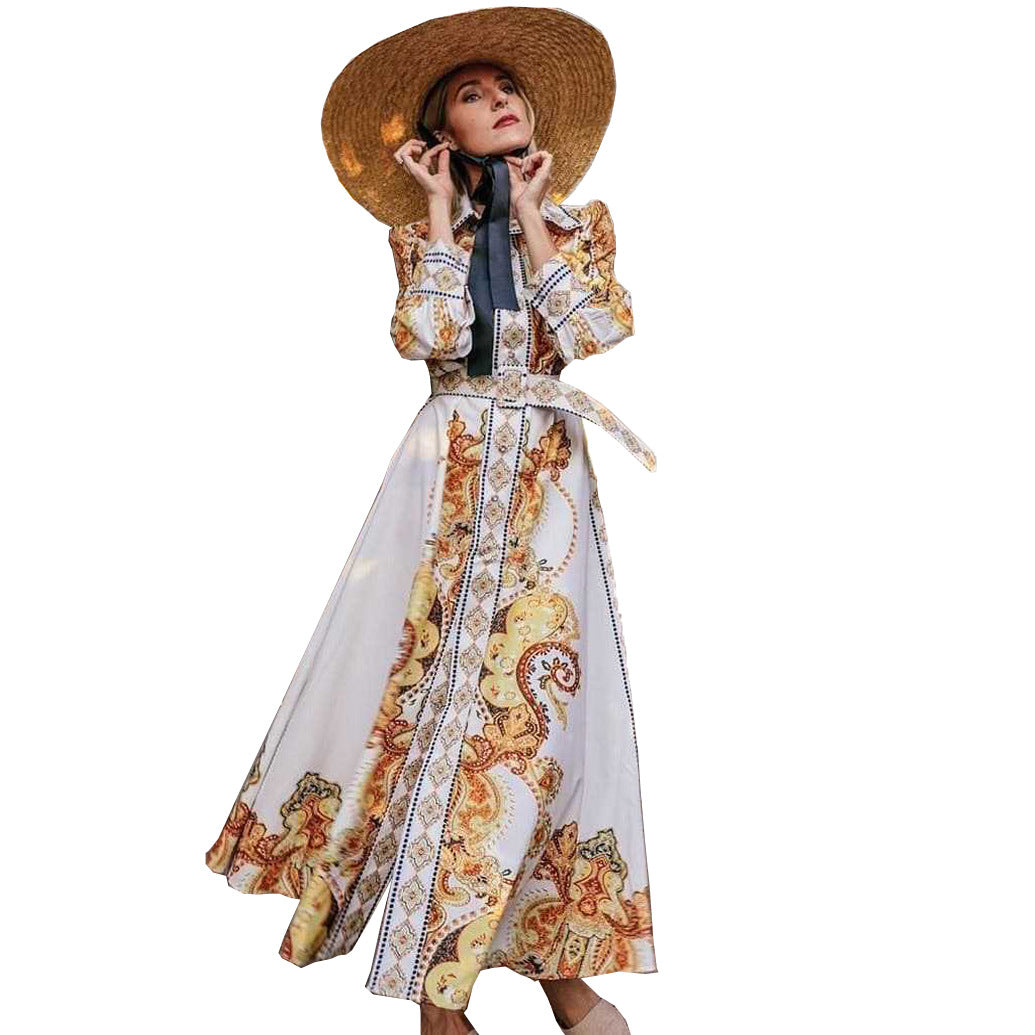 Dress Women Arab Women Clothing Court Retro Maxi Dress Vacation Muslim Robe