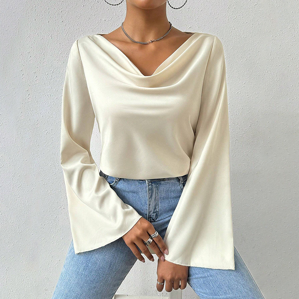 Women Clothing Adult Lady like Woman Intellectual T shirt Autumn Winter Elegant High Cold Texture Long Sleeve Top