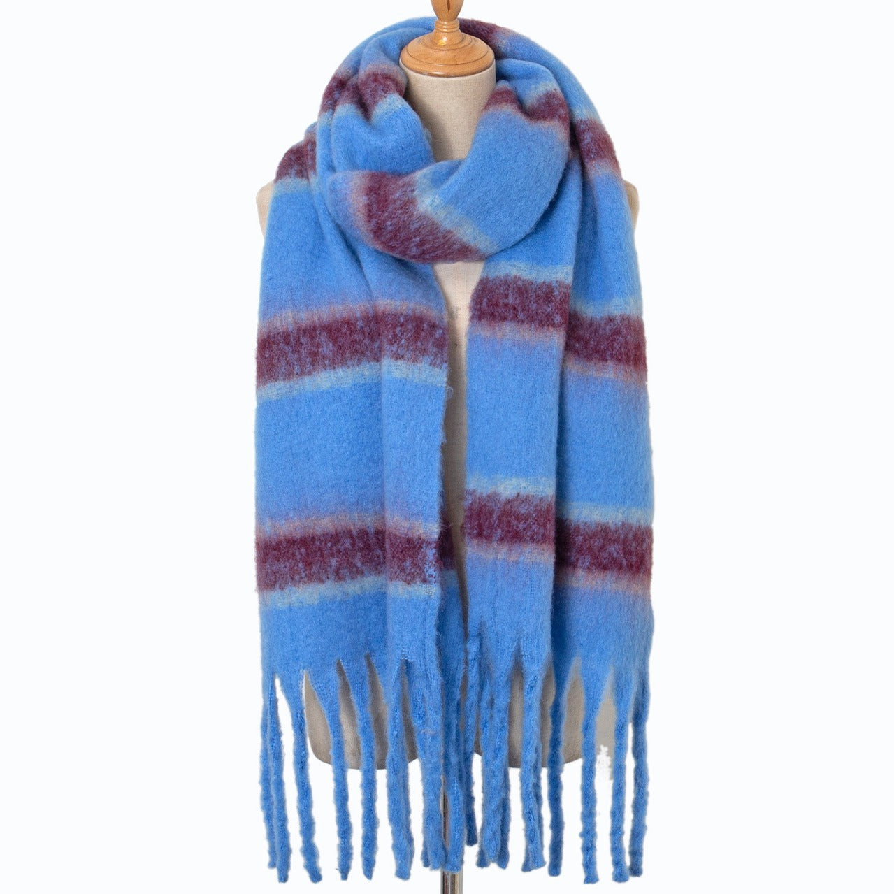 Offers Autumn Winter Thickened Circle Yarn Thick Braid Tassel Stripes Artificial Cashmere Scarf