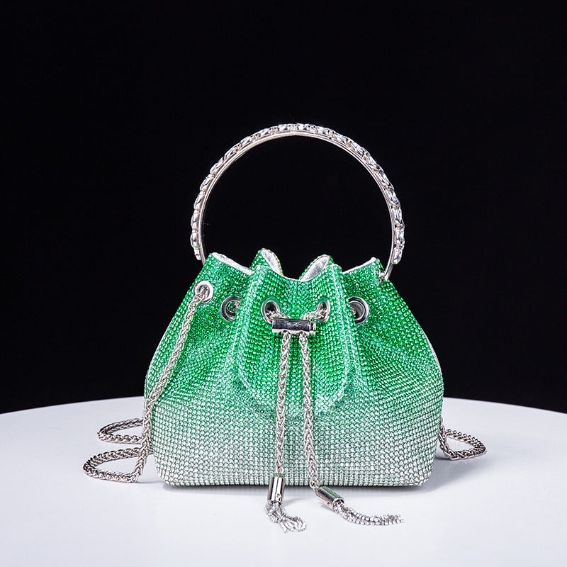 Rhinestone Premium Dinner Handbag Acrylic Women Bag Diamond Chain Bag Shoulder Bag One Size Gradient Green