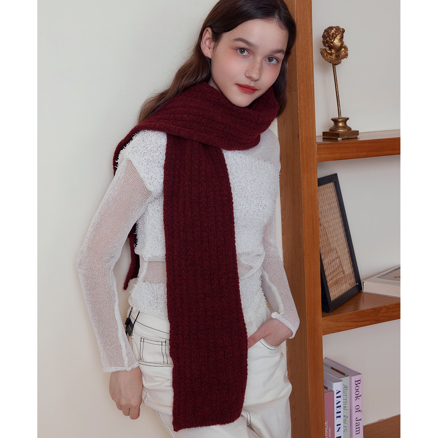 Atmosphere Scarf Autumn Winter High Grade Knitted Wool Scarf Trendy One Size Ankela Red