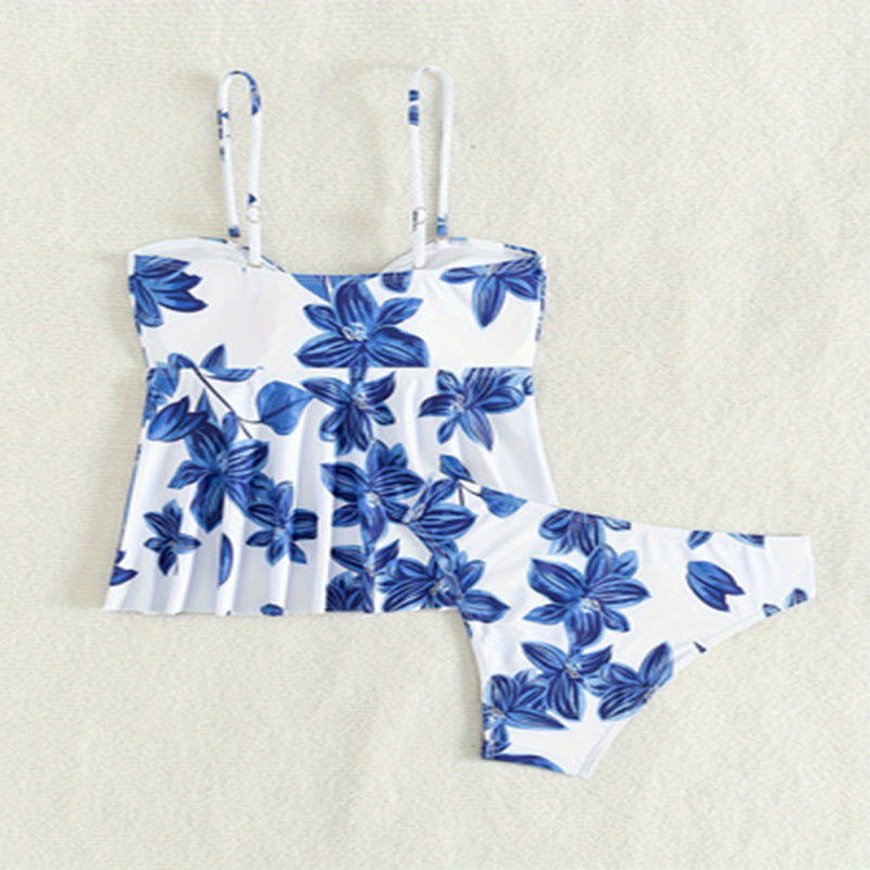 Printed Sling Split Swimsuit